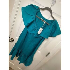 NWT Out of Office Trina Turk green linen dress sleeveless midi